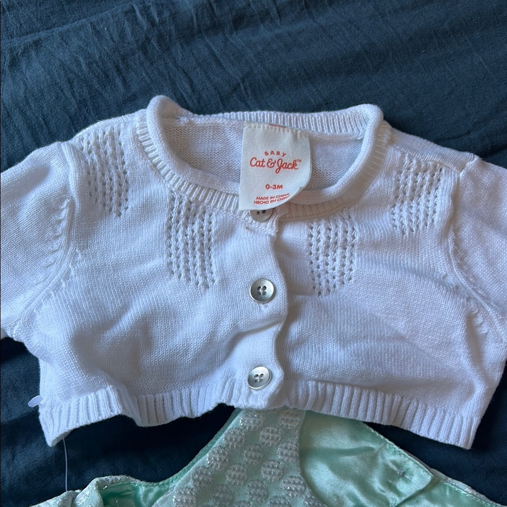 Carter's White Cardigan and Mint Dress Set - Picture 2 of 4